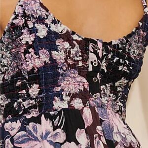 Floral Smocked jumpsuit with Button Detail